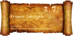 Kruppa Tacitusz névjegykártya